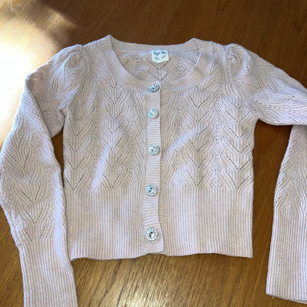 Hippie Rose Blush Knit Cardigan Sweater